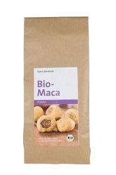 Kräuterhaus Sanct Bernhard Bio-Maca powdered root packaging, highlighting organic benefits and features.